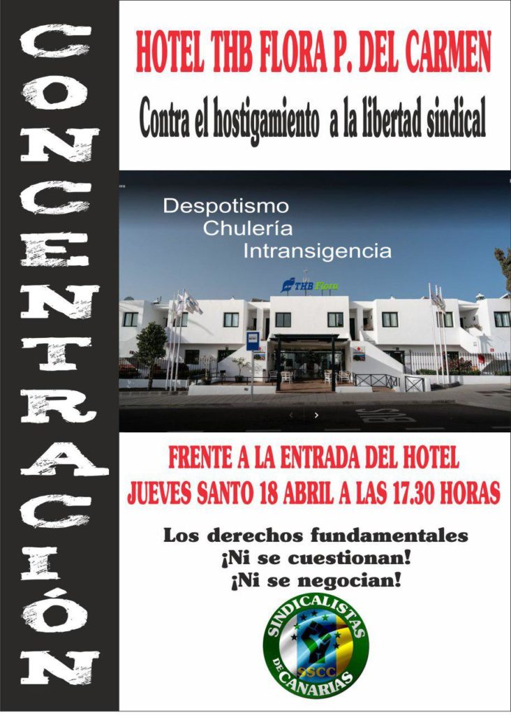 Concentración contra el acoso y persecución a la libertad sindical en el hotel THB Flora