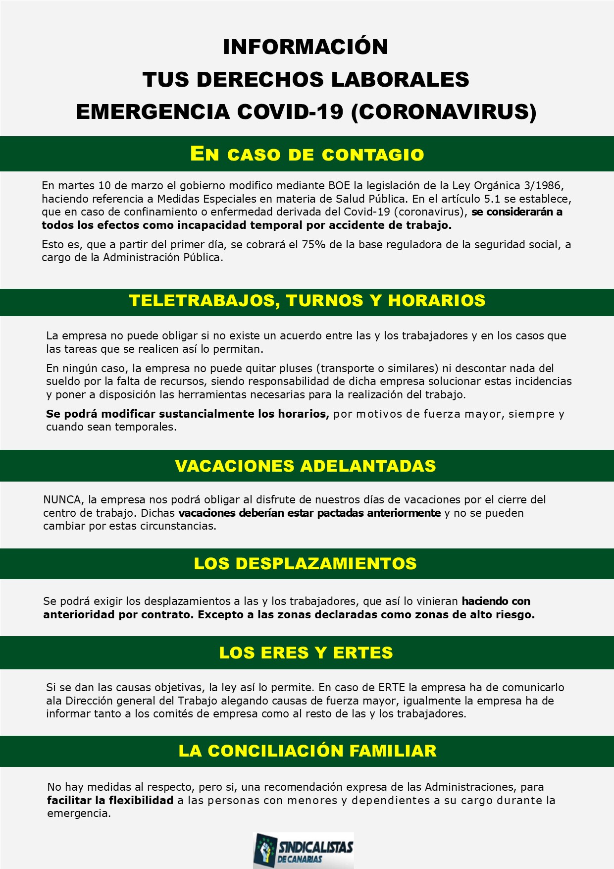 Información de tus derechos laborales por la emergencia sanitaria por el virus COVID-19 (Coronavirus)