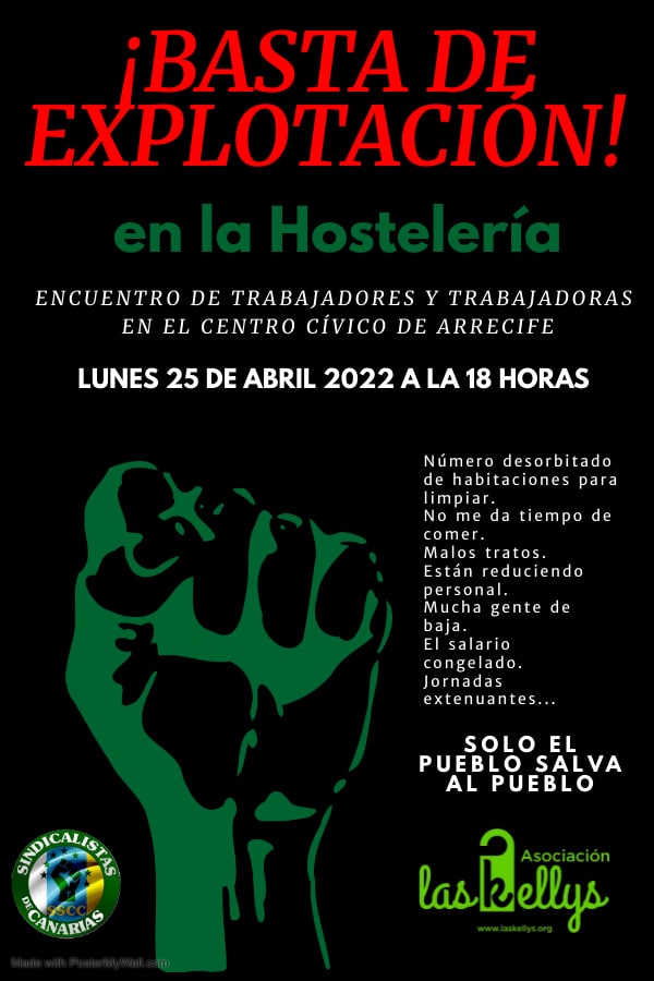 Cartel BASTA YA DE EXPLOTACIÓN en la Hostelería