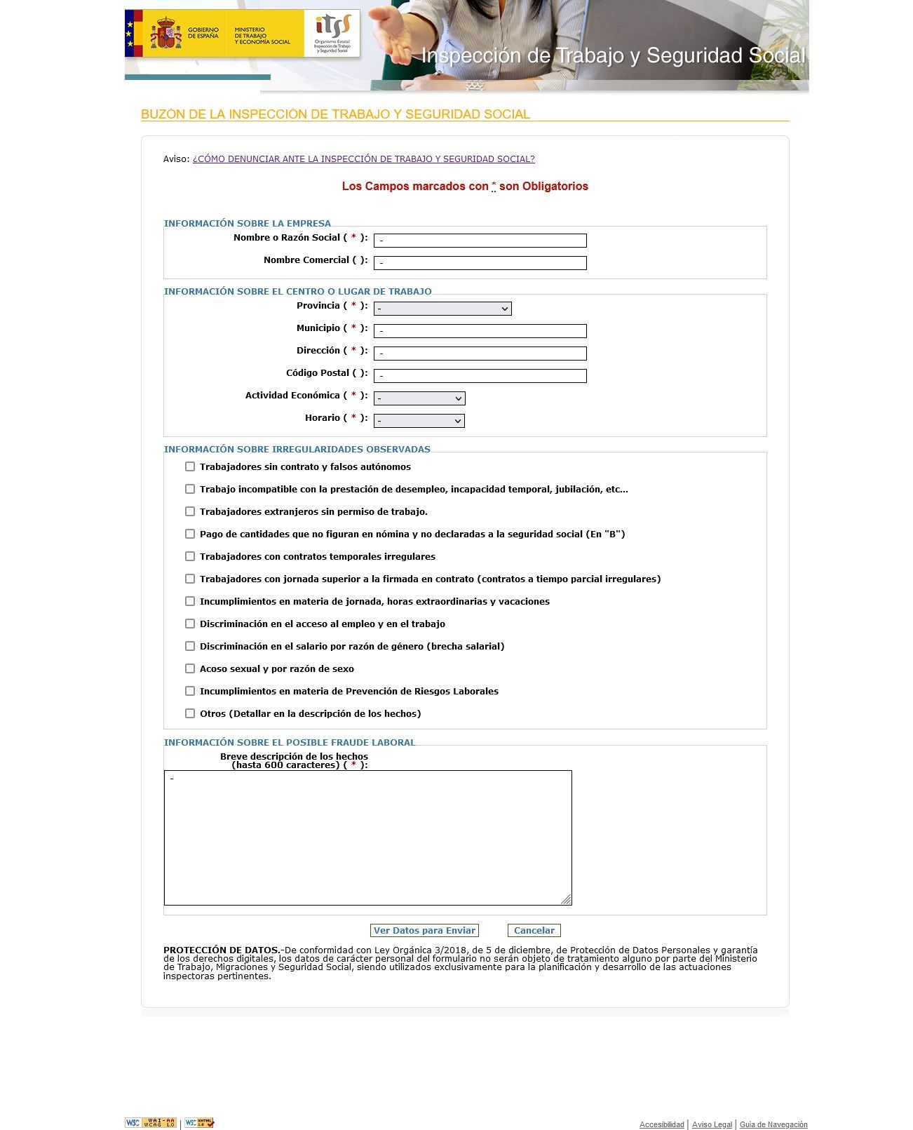 Como hacer una denuncia anónima en el buzón de la inspección de trabajo y seguridad social