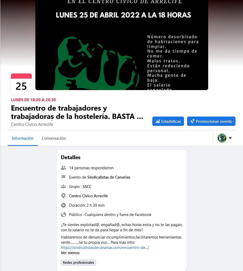 Encuentro de trabajadores y trabajadoras de la hostelería. BASTA DE EXPLOTACIÓN LABORAL